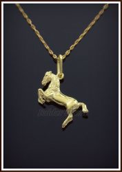 Kétoldalas ágaskodó ló medál aranyból